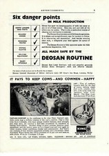 Vintage Deosan Milk Routine & King Steel Cowstalls  Advert B/W 18983