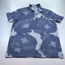 Adidas Polo Shirt Mens Extra Large XL Blue Lightweight Breathable Geometric