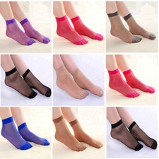 10 Pairs Women Solid Color Elastic Thin Transparent Short Stockings Ankle Socks