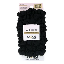 Scunci All Hair All Day Comfy Hold Hair Scrunchies, Black, 10-Pieces
