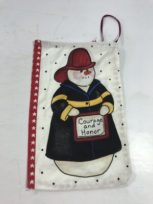 Fire Department Fire Fighter Small Fabric Pouch Courage and Honor Words Cinch