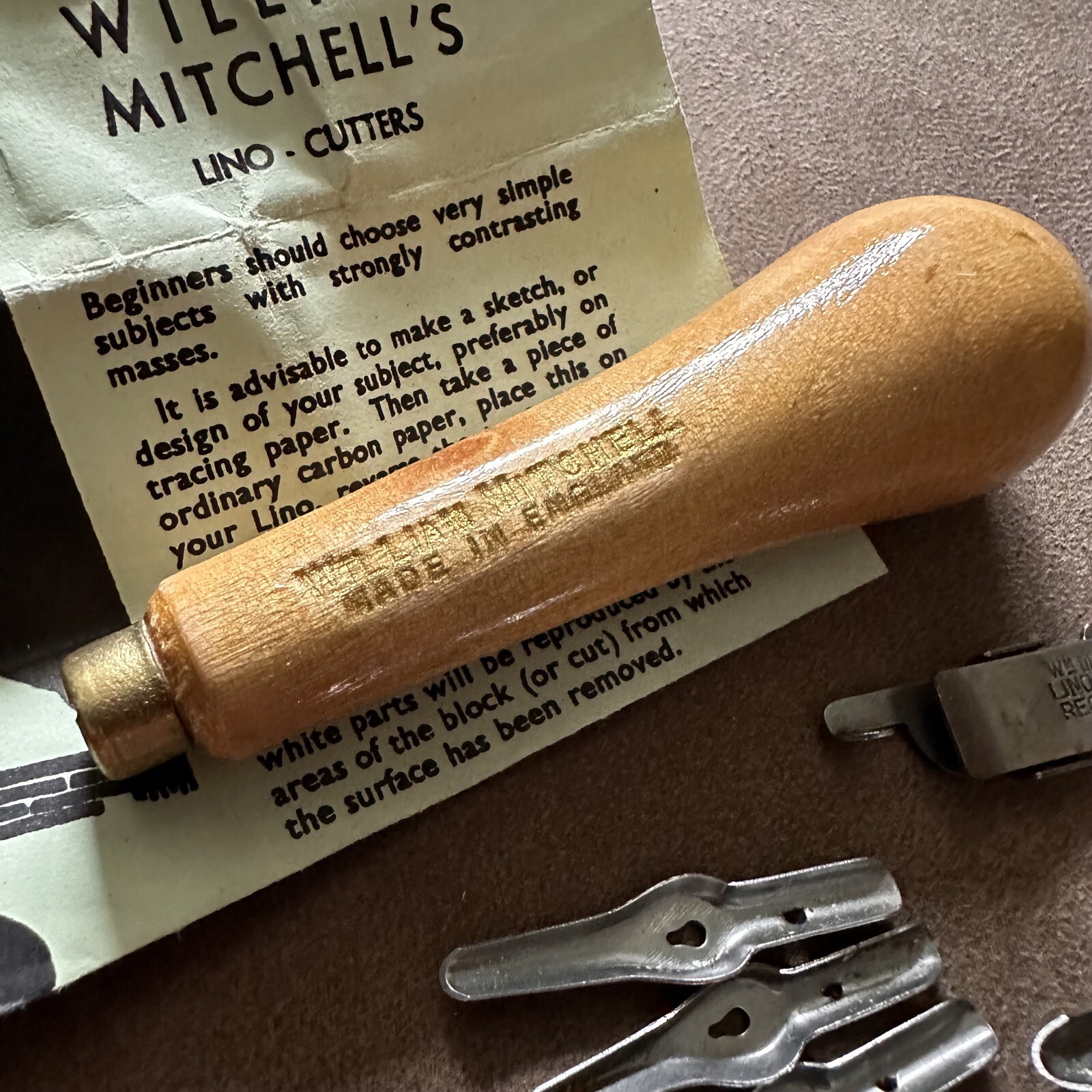 VINTAGE BOXED SET WILLIAM MITCHELL BIRMINGHAM No.454 LINO CUTTERS w