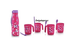 Thermo set 4 Watercolor Floral Mugs + spoons New! Tupperware