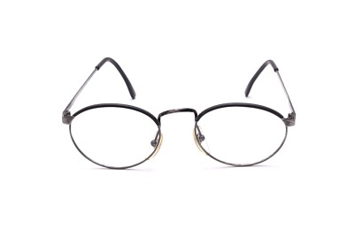 Damen Brille Metall Oval Altsilber schwarz 70383 Italien 116 halb Windsor überz.