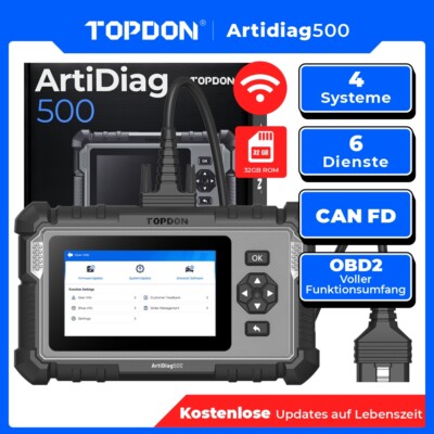 TOPDON ArtiDiag500 V2.0 KFZ OBD2 Diagnosegerät 6 Services 4 System TPMS Deutsch