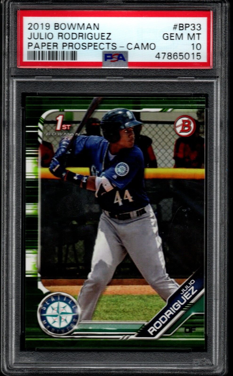 2019 Bowman Julio Rodriguez CAMO PSA 10 BP-33 Mariners