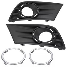 For Honda Pilot 2012-2015 Pair Black Fog Light Cover Bezel Wchrome Ring Trim