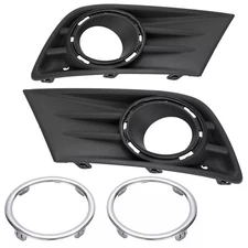 For Honda Pilot 2012-2015 Pair Black Fog Light Cover Bezel w/Chrome Ring Trim
