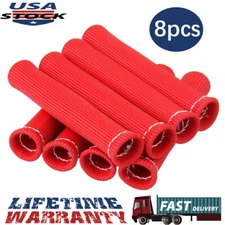 8PCS 2500° Spark Plug Wire Boots Protectors Sleeve Heat Shield Cover For SBC 350