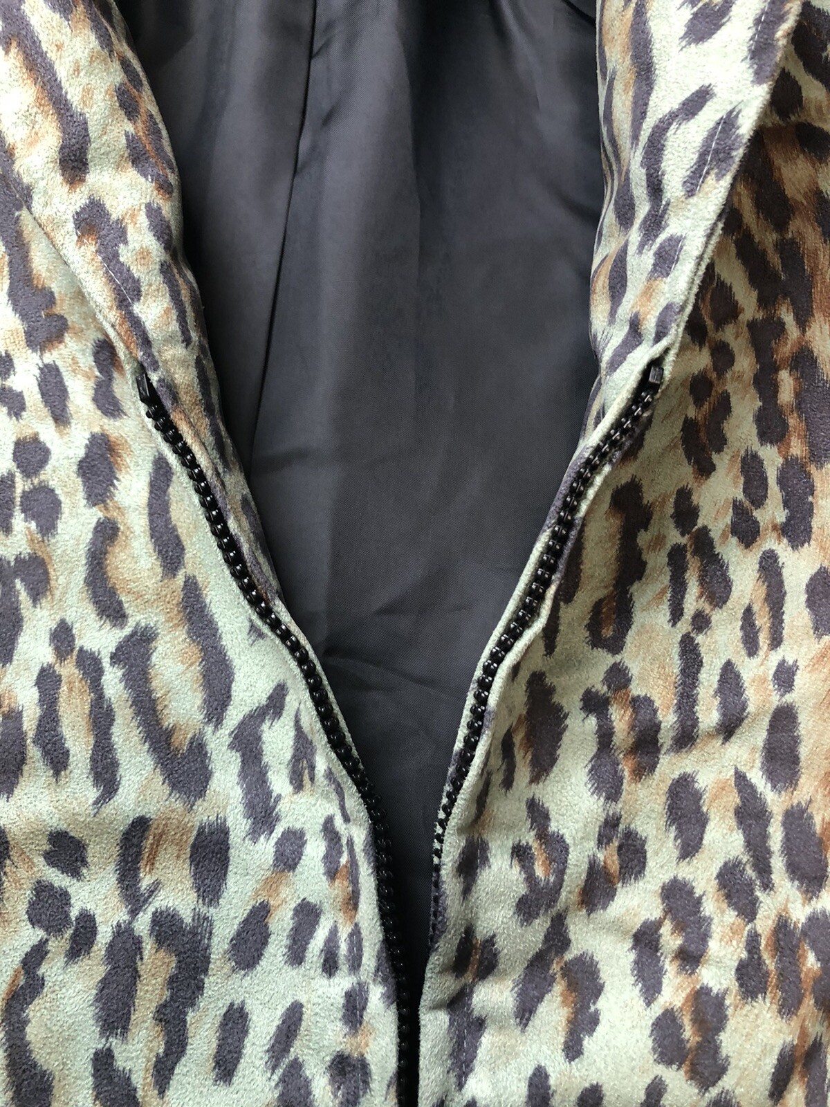 Blazer arazzo donna pony dipinto giungla leopardato verde acqua taglia M 1 2 zip J15