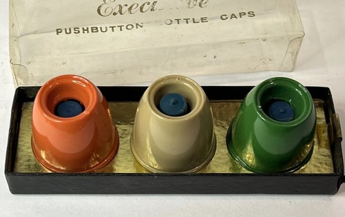 Executive Druckknopf Flaschenverschlüsse Vintage 3 Vintage Soda Stopfen verschiedene Farben - Bild 4 von 10