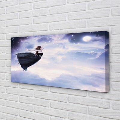 Tulup Leinwandbild 140x70 Wandkunst Fee Himmel Wolken sichel