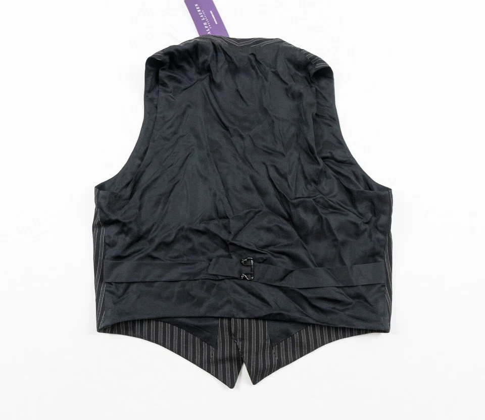 Chaleco Ralph Lauren Etiqueta Púrpura Mujer 10 Negro Rayas Sin Mangas Lana Virgen Foto 4 de 4