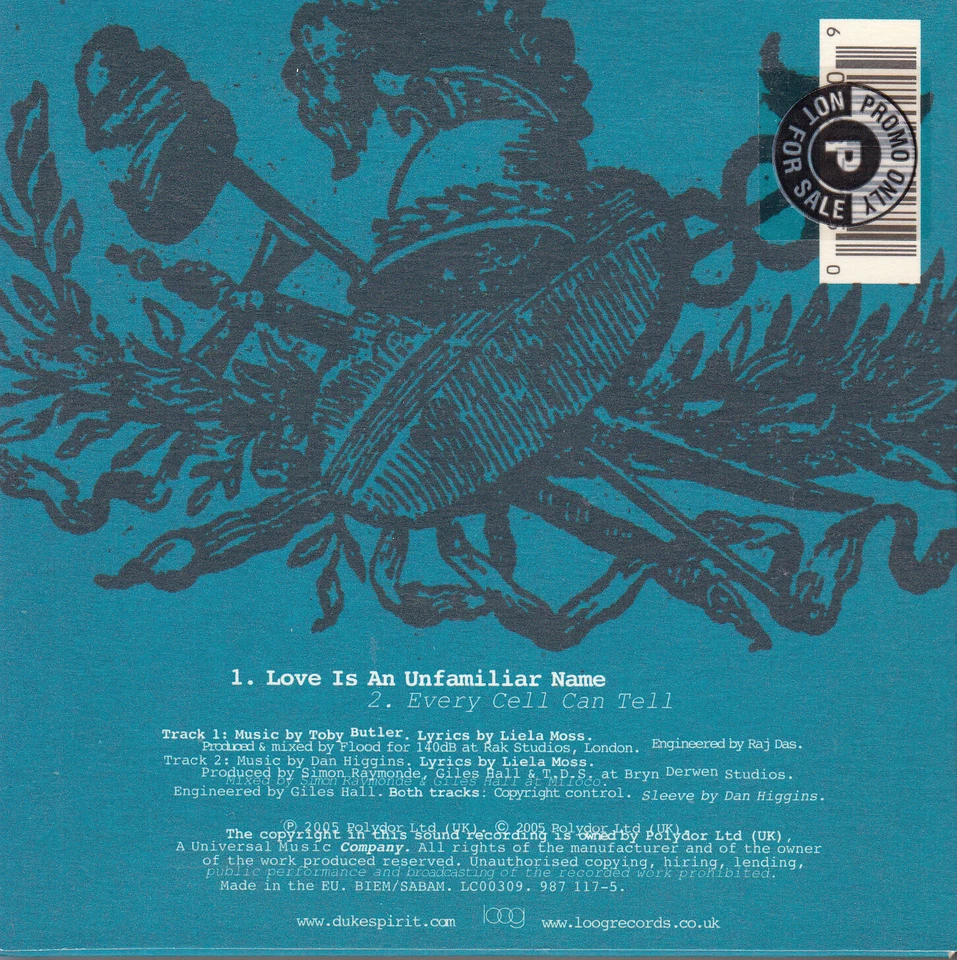 DUKE SPIRIT  Love is an Unfamiliar Name - 2005 Promo CD - Image 2 of 2