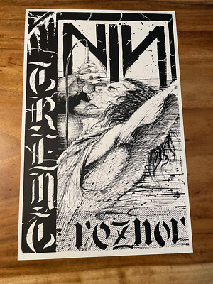 Trent Reznor NIN Nine Inch Nails Sketch Black White Poster Print New Old Stock