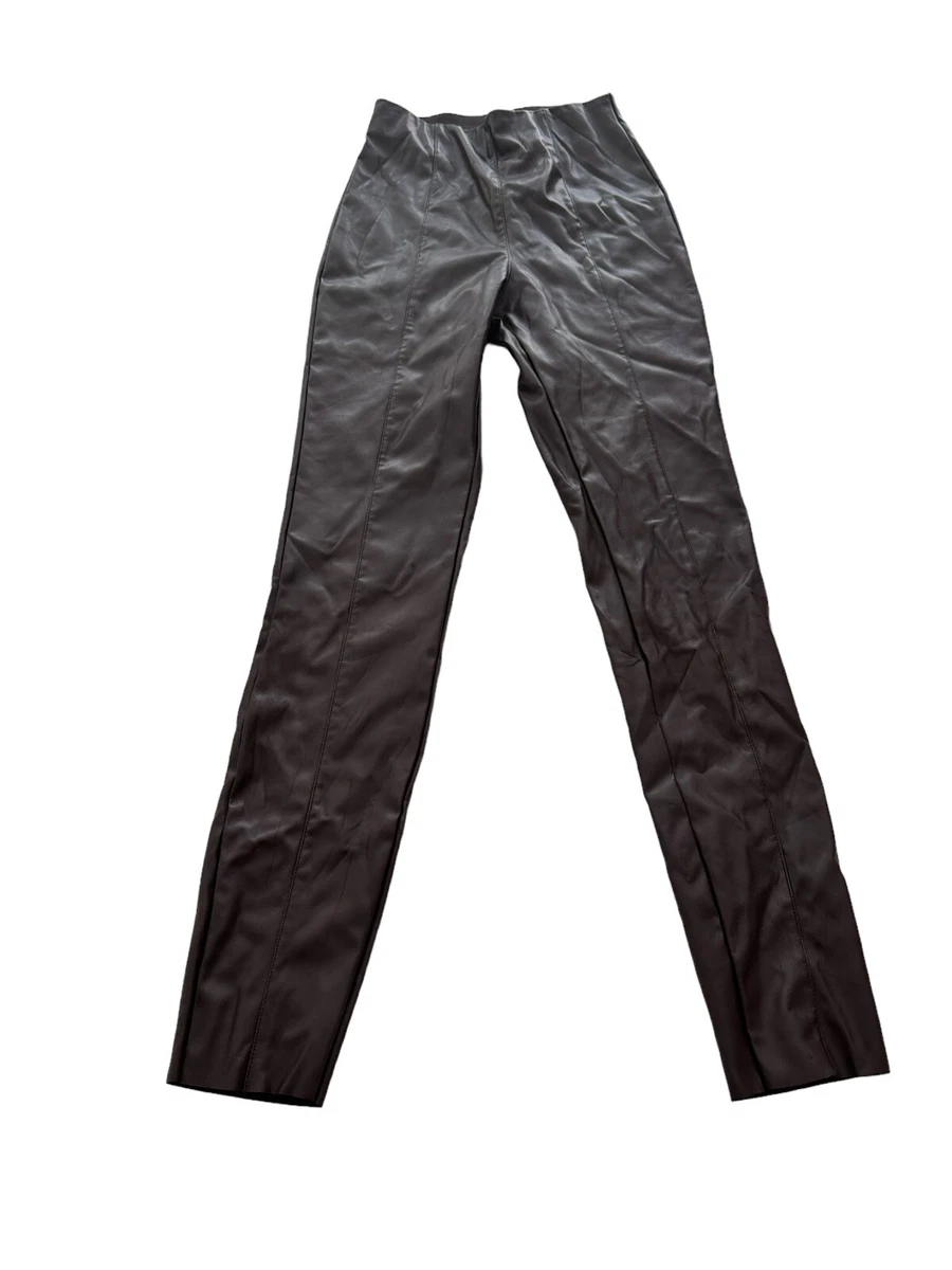 H and M Womens Brown Leather Look Pants Size 6 Good Condition eBay