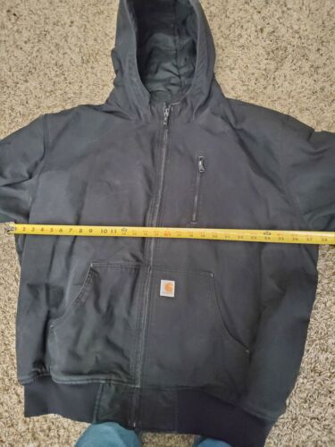 Men's Carhartt J140 BLK Jacket Canvas Workwear Hooded Size 3XL - Picture 4 of 6