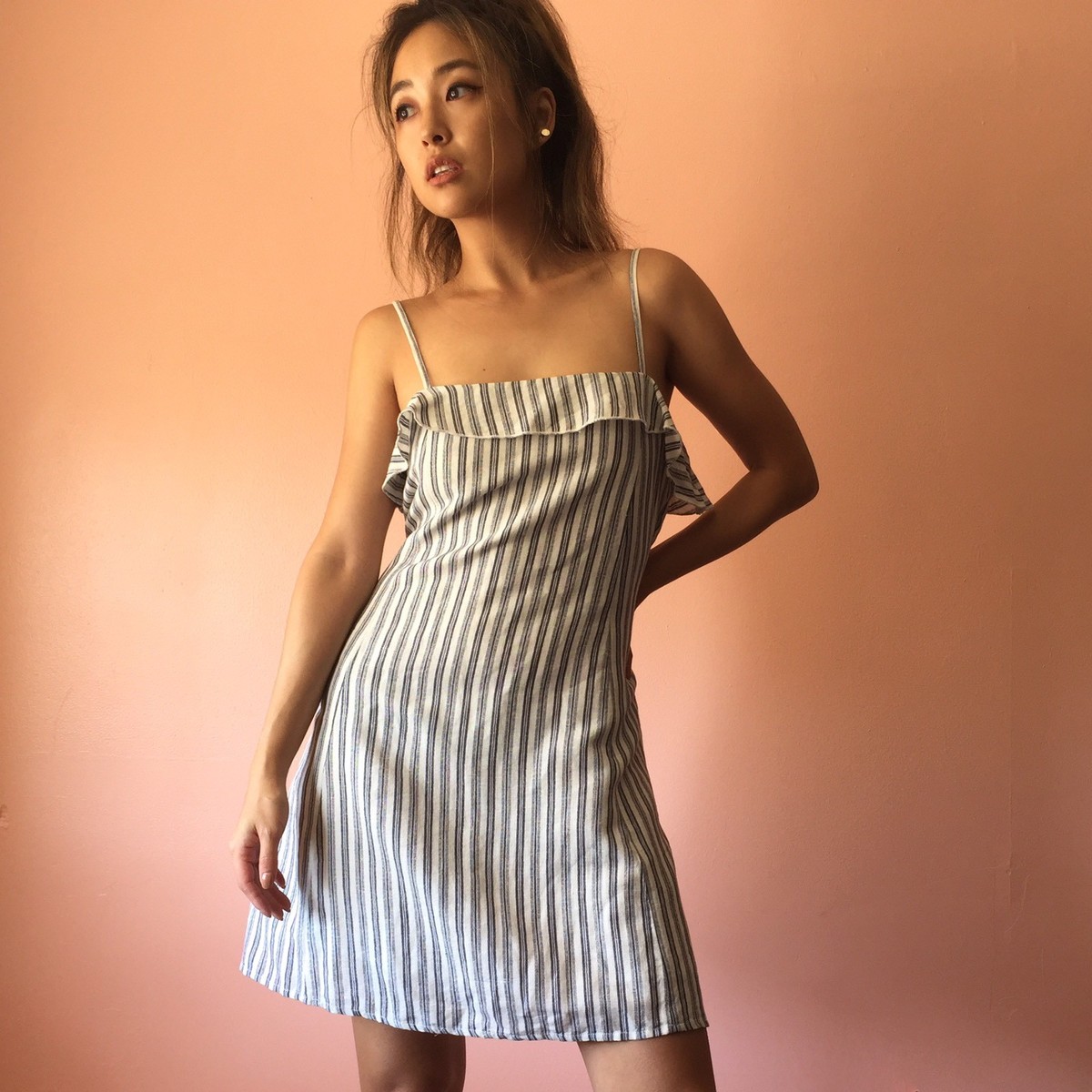 Privacy Please Striped Linen Mini Dress MSRP $220 | eBay