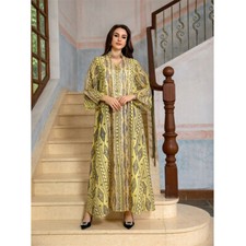 Long Dress Muslim Women Sequins Embroidery Kaftan Dubai Abaya Evening Party Gown