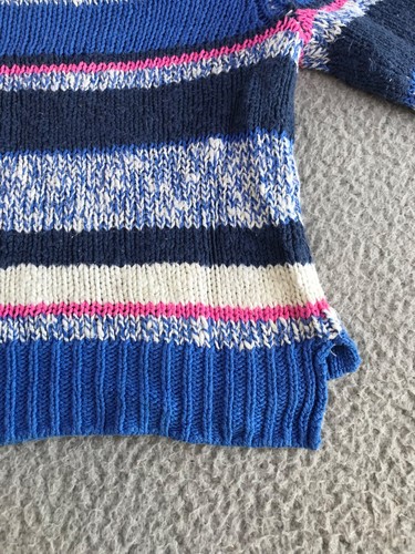 Abercrombie Sweater Girl Large Blue Striped Knit Pullover Round Neck Long Sleeve - Picture 16 of 18