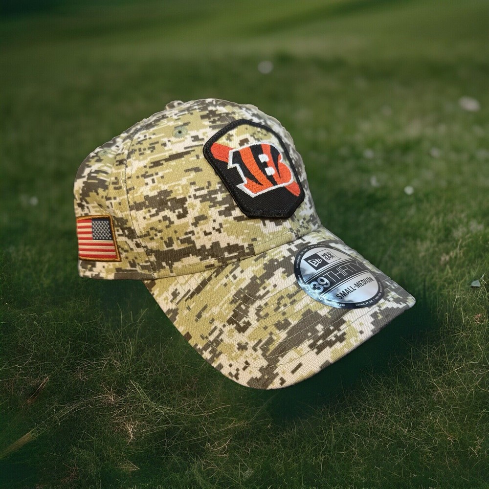 Cincinnati Bengals New Era 2023 Salute To Service 39THIRTY Flex Camo Hat S/M NFL