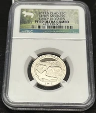 2017-S EFFIGY MOUNDS ATB QTR NGC PR69 ULTRA CAMEO FIRST STRIKE ACTUAL COIN #H217