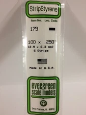 Evergreen # 179  Styrene Strip .100x.250" (6) A Scale