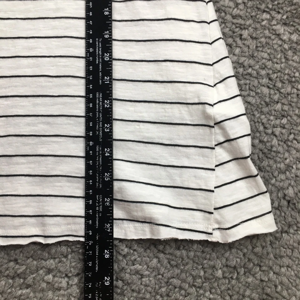 Billabong Womens Top Sz S Ivory Black Striped Cold Shoulder Raw Hem Strappy - Image 4 of 4