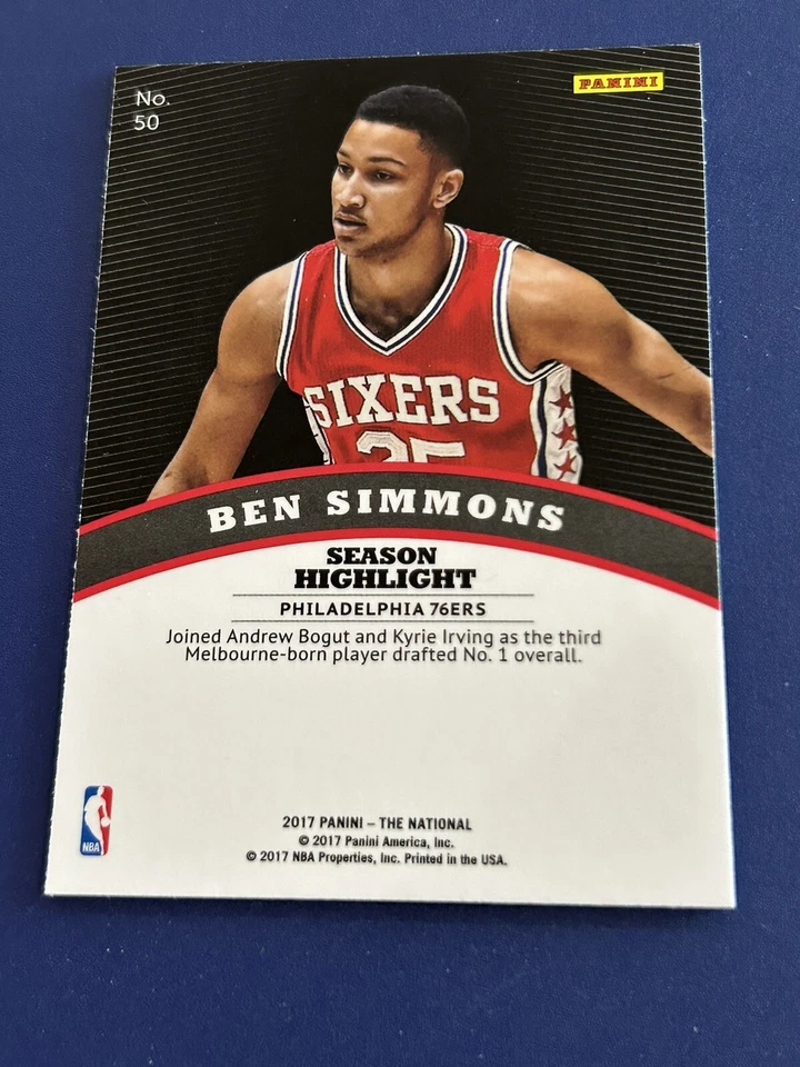 Ben Simmons 2017 Panini The National SILVER PRIZM PARALLEL Rare 76ers Card #50 - Image 2 of 2