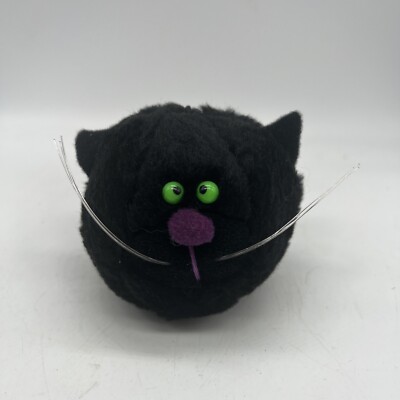 Vintage Hallmark Bouncing Boo Buddies Halloween Plush Black Cat Head Tags