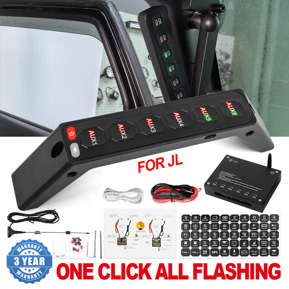 Grab Handle 6 Gang Switch Panel For Jeep Wrangler JL 2018-2023