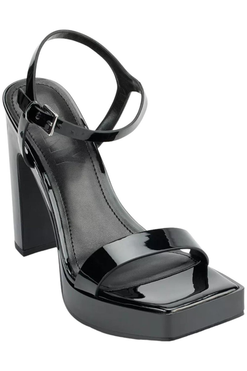 DKNY Women's Maiden Ankle Strap Platform Heel Sandals - Dressy & Comfortable, Black/Cream, Size 8.5