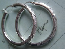 große Silbercreolen 40 x 4 mm Diamantschliff, teilmatt, Silberohrringe,Creolen 