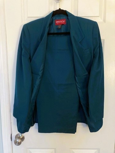 Sasson 2 Pc Fully Lined Pants Suit Teal Size 12