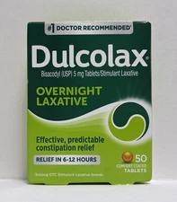 Dulcolax 5Mg Overnight Laxative-50 Tablets-Exp.06/2027