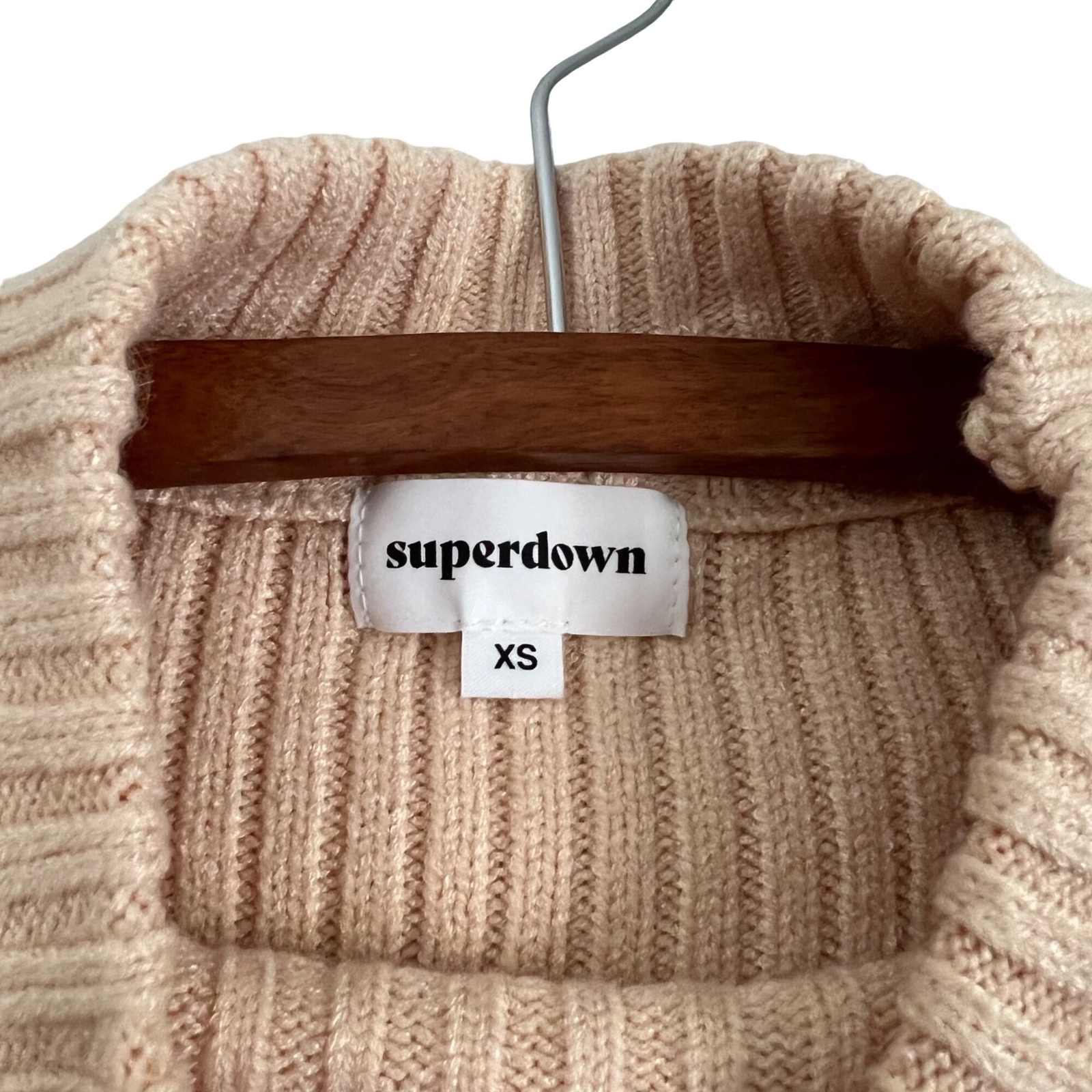 Revolve Superdown Womens Light Tan Mock Neck Ribb… - image 6