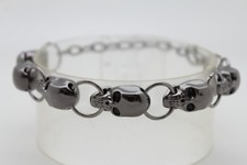 Women Pewter Metal Chains Boot Bracelet Shoe Charm Rider Trucker Skulls Jewelry