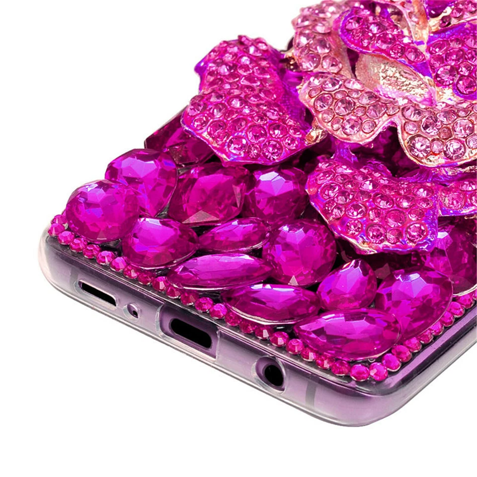 Lujosa Funda de Teléfono Brillante Diamante Estrás Cristal Trasera Cubierta a Prueba de Golpes Foto 3 de 4