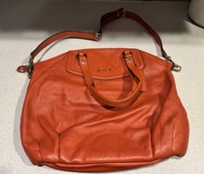 Coach F28684 Ashley Orange Coral Leather Satchel Handbag Purse