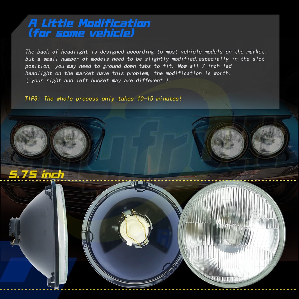 4 LUCAS 5.75" 5 3/4 FARI CLASSICI PER AUTO SET FARI HALOGEN H4 - Foto 4