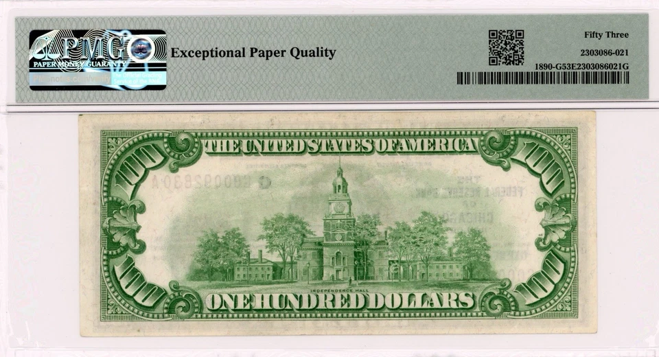 1929 - $100 CHICAGO Federal Reserve Bank Note. Fr. 1890-G - PMG 53 EPQ - Image 2 of 2