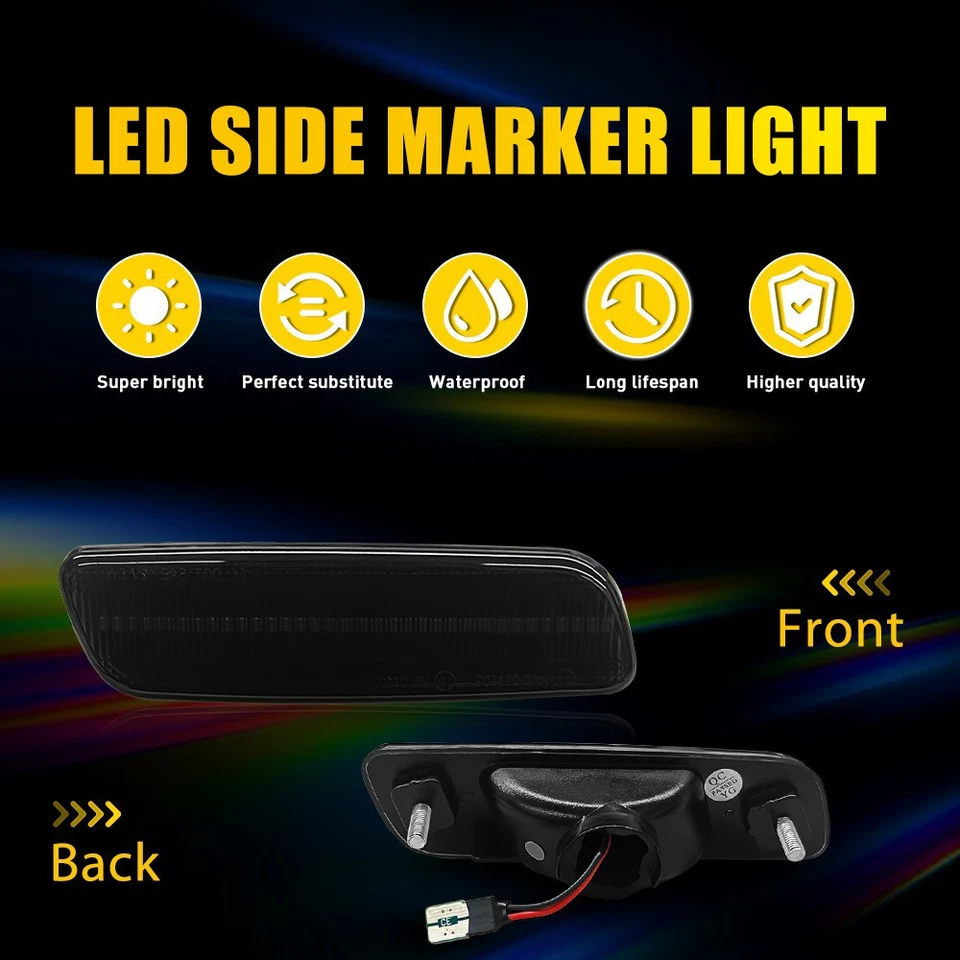 For Lexus GS300 GS430 IS300 LS400 Smoke White LED Bumper Side Marker Lights Lamp - Image 4 of 4