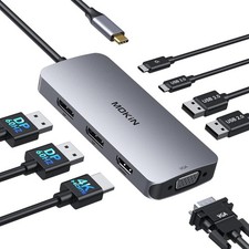 USB C Docking Station Dual DisplayPort, 8 in 1 Hub with 2 8 1