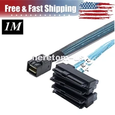 Mini-SAS HD SFF-8643 to 4 SAS SFF-8482 Hard Drive Forward Breakout Cable RAID 1M