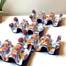 PREPARA 4 Taco plate server Holders 12 tacos Multicolor melamine EUC Mexican 