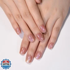 evpct Ndue Pink Cat Eye Short Press on Nails Square, Short Square Glue on Nai