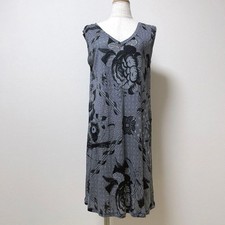 Issey Miyake HaaT Sleeveless Dress Size 2 Gray Floral Print T-shirt