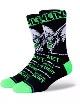 Stance Gremlins hell leichte Crew-Socken in Schwarz Large 9-13 neu mit Etikett