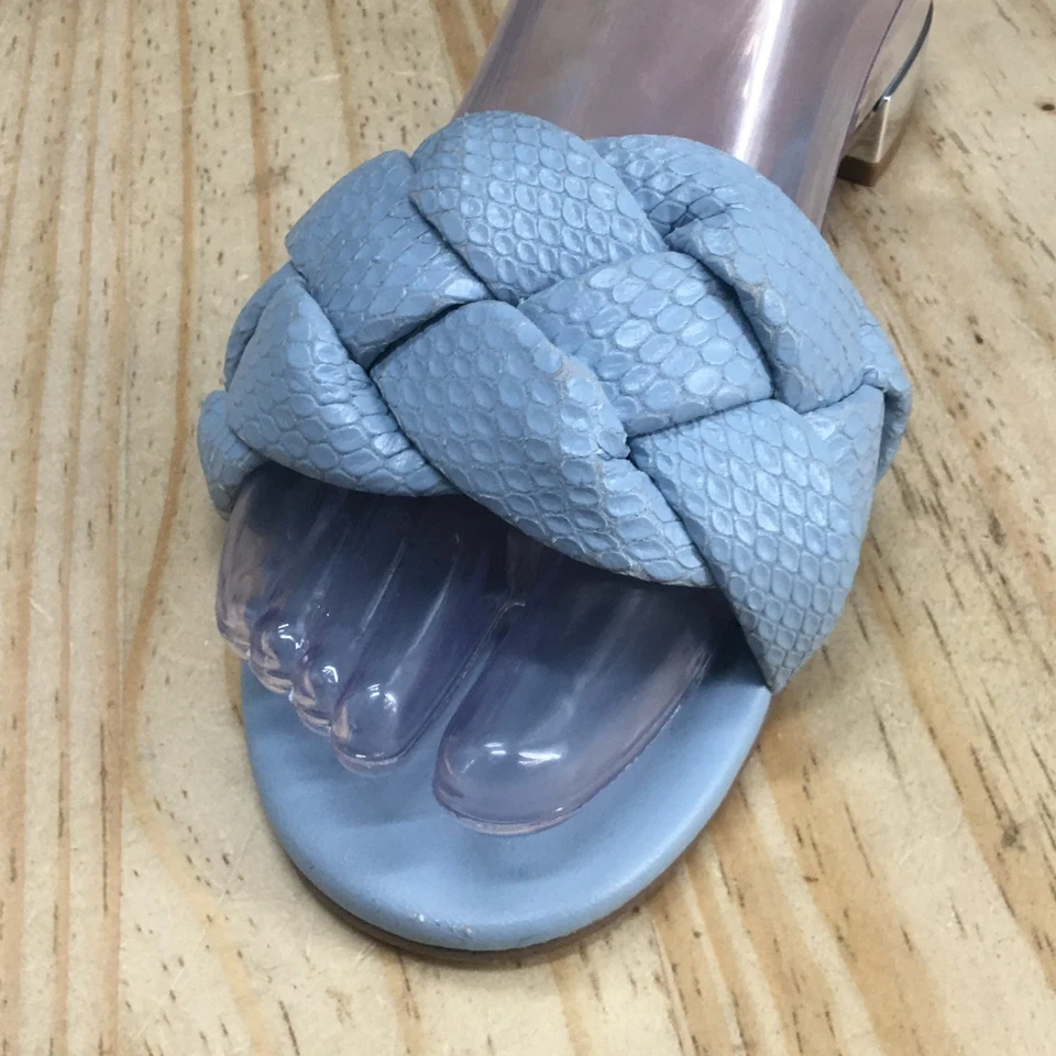 Sandalias BCBGeneration Para Mujer 7M Deelo Trenzadas Deslizables Cuero Azul Informales Punta Abierta Foto 4 de 4