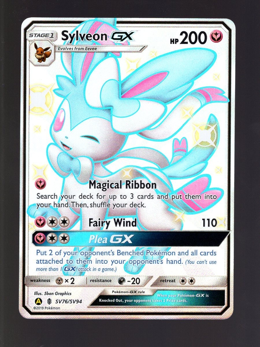 2019 POKEMON TCG HIDDEN FATES SV76/SV94 SYLVEON GX FULL ART SHINY HOLO